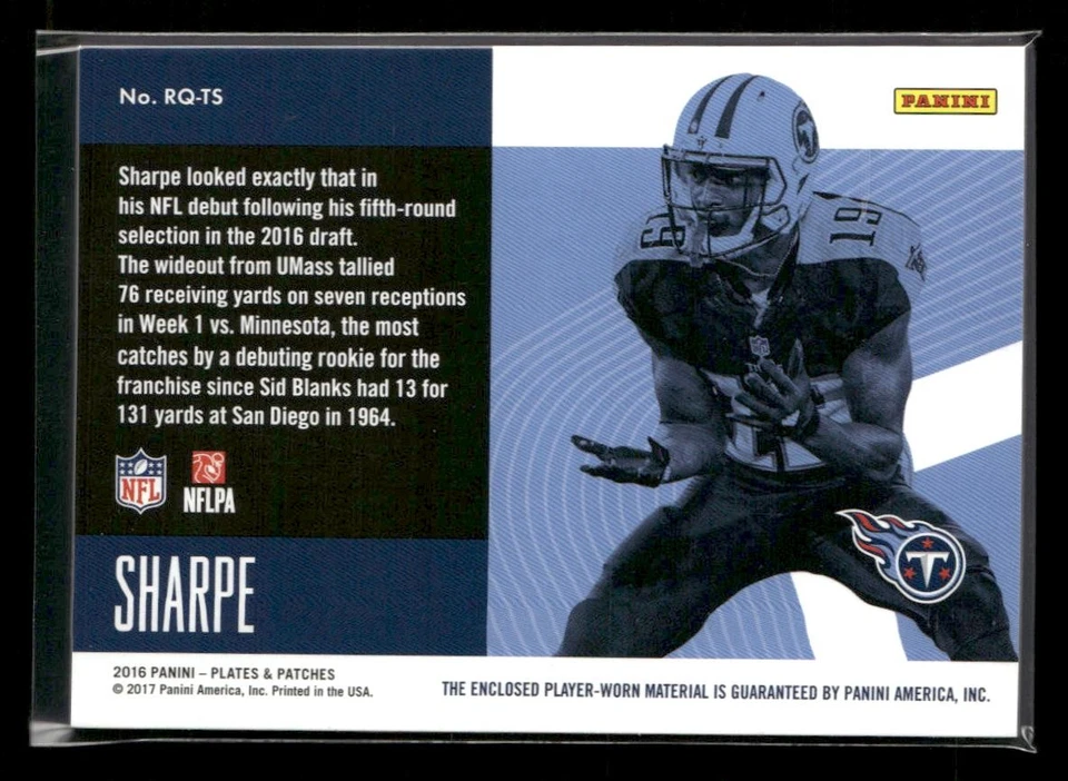 2016 Panini Plates & Patches #RQ-TS Tajae Sharpe Rookie Quad Jersey #/50 - Image 2 of 2