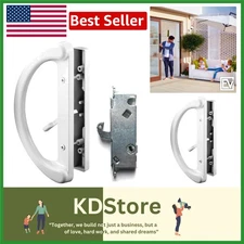 White Diecast Patio Door Handle & Lock Set - Easy Install & Reversible Fit