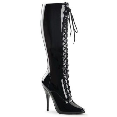 Sale SEDUCE-2020 sexy Pleaser High-Heels Schnürstiefel schwarz Lack Übergröße 43