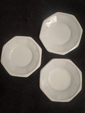 Vintage 4 Akro Agate Child Blue White Child Size Octagon Shape Plates