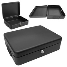 12" Security Lock Box Fireproof Large Chest Cash Safe Keys Document Home Office