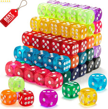 100pc Colored 6 Sided Dice Set Translucent Bulk Classroom Board Games - US