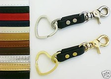 Heart Theme Key Ring  Genuine Leather Trigger Snap Keyring Fob - USA 11 Colors