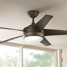 5-Blade 52" Ceiling Fan + Remote Oil Rubbed Bronze Globe Light Office Loft Den