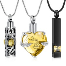 3Pcs Crystal Urn Necklace for Human Ashes Cremation Jewelry Ashes Urn Necklace
