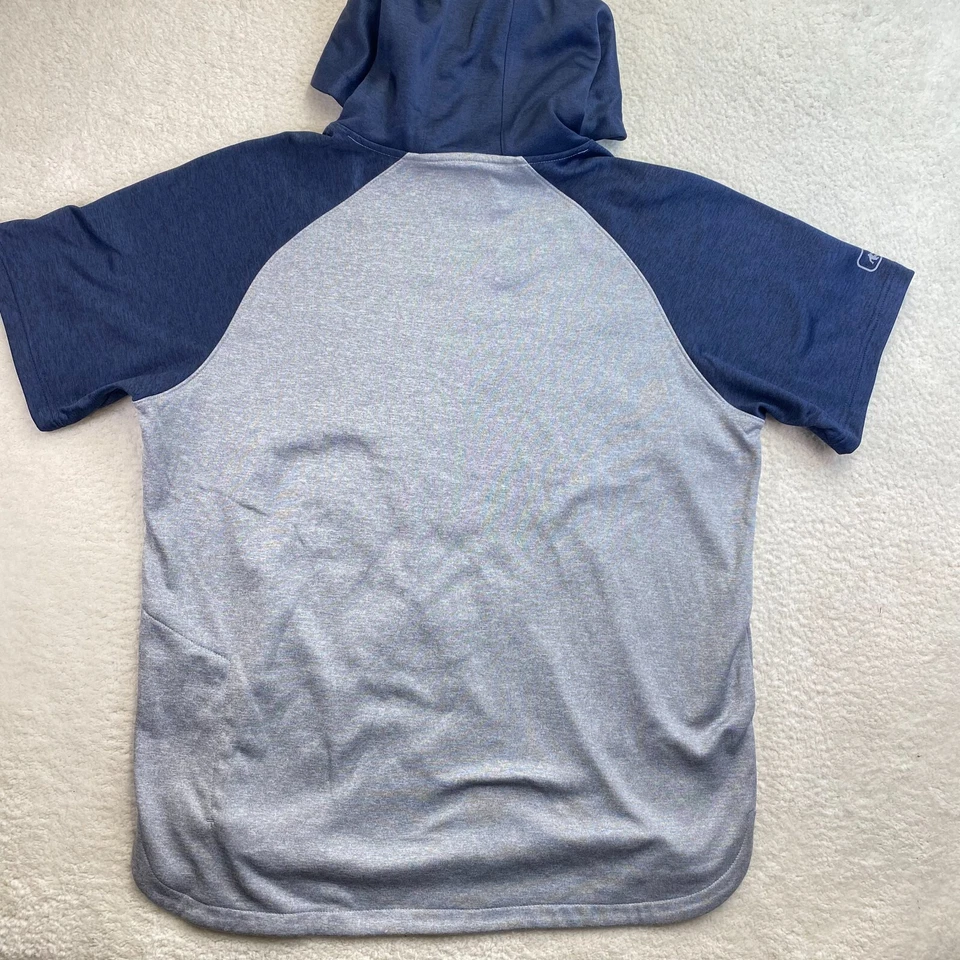 Camisa con capucha vintage AND1 para hombre 2XL Y2K azul gris bloques de colores entrenamiento atletismo Foto 3 de 4