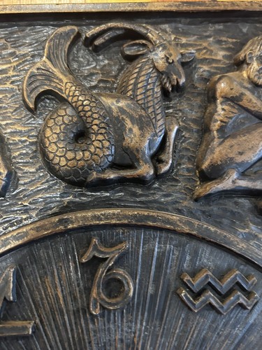 "Placa de pared vintage MCM zodiaco astrología cara reloj años 60 Dart Industries 16""" - Imagen 3 de 16