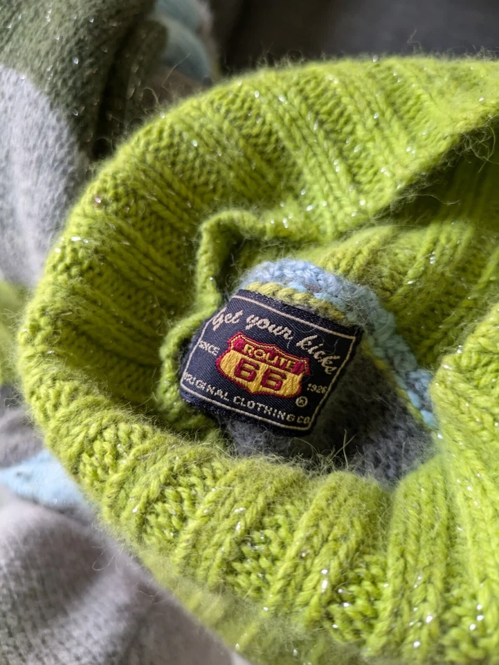 Suéter Tejido Grueso Vintage Años 90 M Cuello Alto Rayas Brillo Grunge Académico Foto 4 de 4