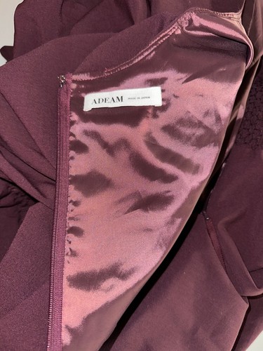 NWT $1300 Adeam Intermix "Camellia" burgundy puff shoulder smocked waist dress 6 - Picture 8 of 11
