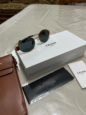 Celine gold oval sunglasses with black lenses