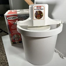 Rival 4 Qt Ice Cream Maker 8401 White Vintage