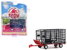 BALE THROW WAGON BLACK & RED 1/64 DIECAST MODEL BY GREENLIGHT 48080 F