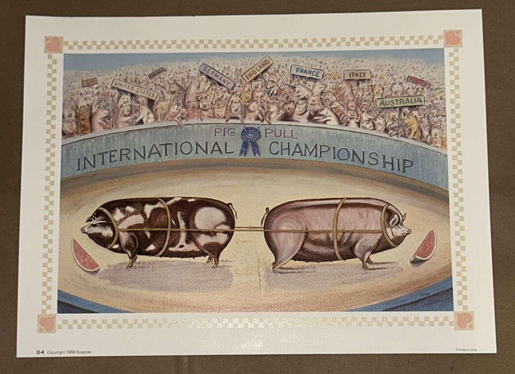 Pigページ Pig Pull Championship Poster Print 9x12 D-4 Bygones Humor Farm