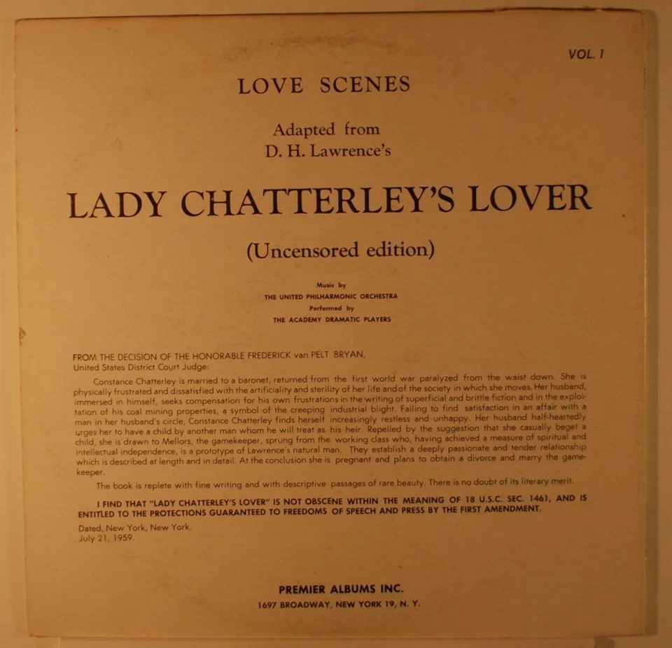 Love Scenes Adapted from DH Lawrence's Lady Chatterley's Lover Uncensored LP NM Foto 2 de 2