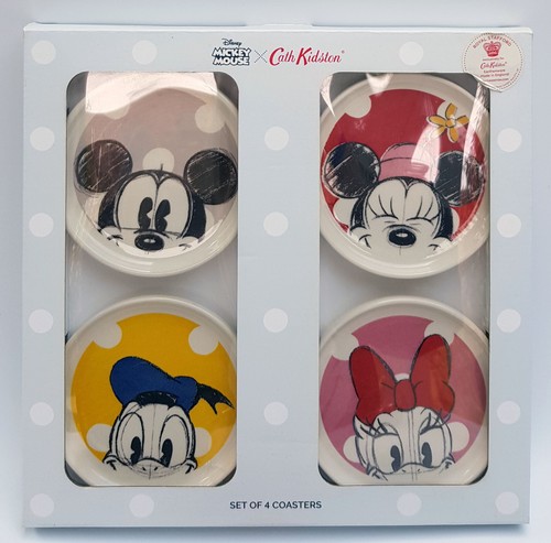Disney x Cath Kidston Set Of 4 Coasters Mickey Mouse Royal Stafford Earthenware - Picture 3 of 17