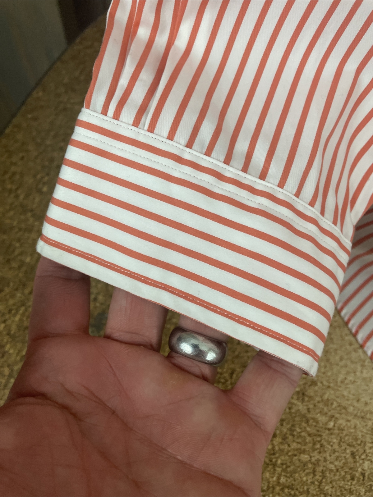 Polo Ralph Lauren manica lunga arancione a righe bottoni camicia pony XL COME NUOVA