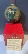 Inside Painted Glass Ornament Beautiful Angels! In Red Box