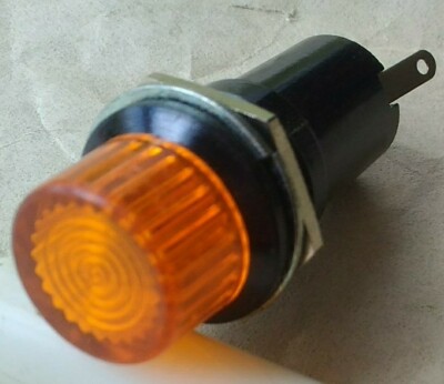 Panel Mount Lamp 12V 75mA Orange Lens Bulb Included Electronic Part DIY NOS