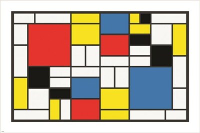 PIET MONDRIAN abstract cubes squares rectangles VINTAGE ART POSTER