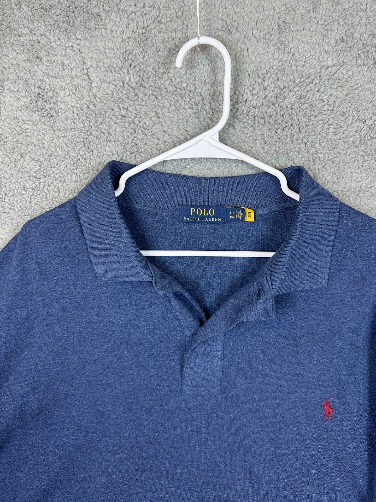 Polo Ralph Lauren camicia adulto XLT alta blu navy polo rossa pony casual rugby