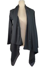 European Culture Wrap Coat Oversized Draping Button Snaps Gray Bnwt Size Small