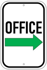 Office Sign Arrow Directions - Metal UV Protection Outdoor - 8x12 Sign