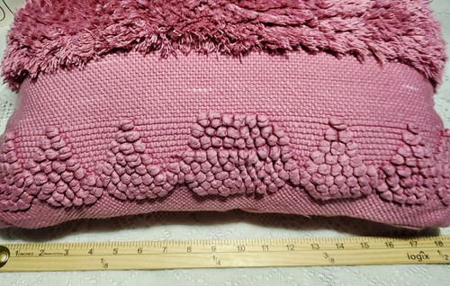 18" x 18" Magaschoni Home Boho Shag Woven Pink Raspberry Throw Pillow India Made - Picture 13 of 14