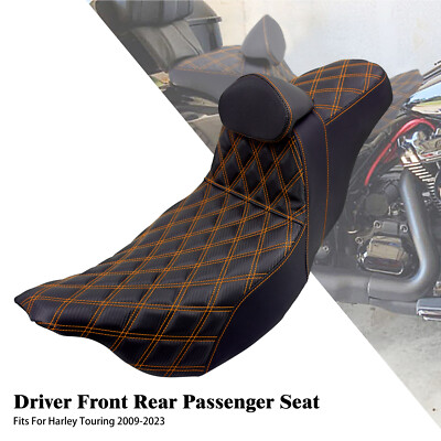 Fahrer Beifahrer Sitz Orange Linie Rückenlehne Für Harley Road Electra Glide 09+