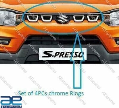 Front New Chrome Ring's Type Grill Set of 4 Pieces For Suzuki S-Presso S2u