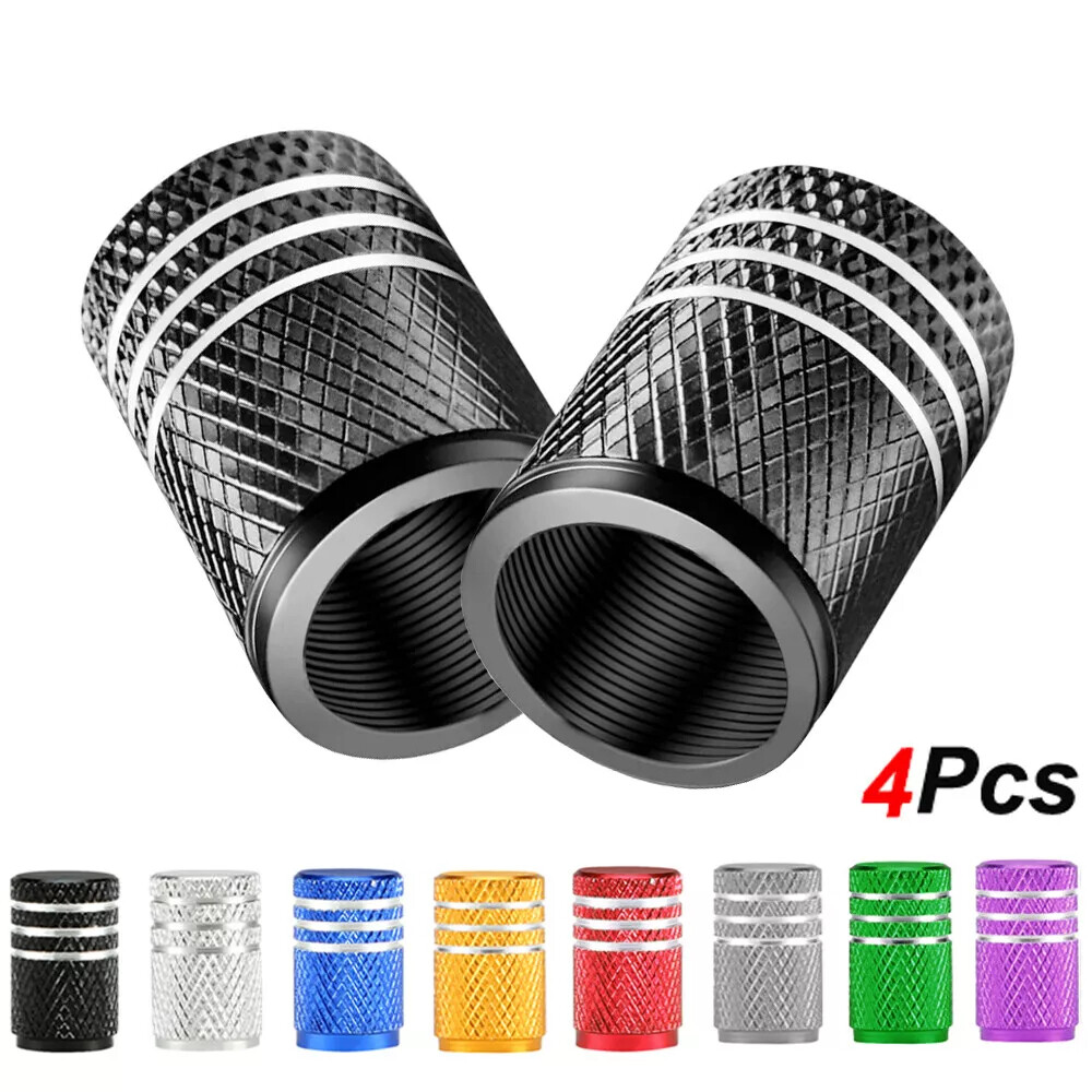 4Pcs Aluminium Car Tire Valve Stem Cap Cover Wheel Rim Air Dust Caps Accessories