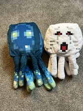 Minecraft Squid Pillow Plush Blue White Lot Of 2 Octopus Mojang
