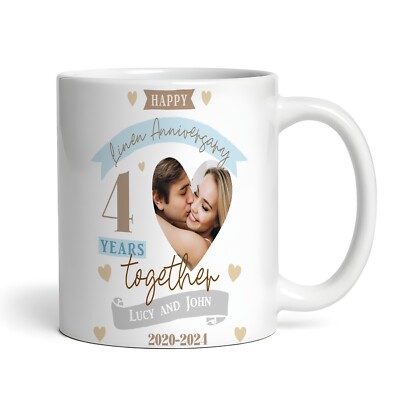 Personalisierte Tasse 4 Jahre zusammen 4. Hochzeitstag Geschenk Leder Foto
