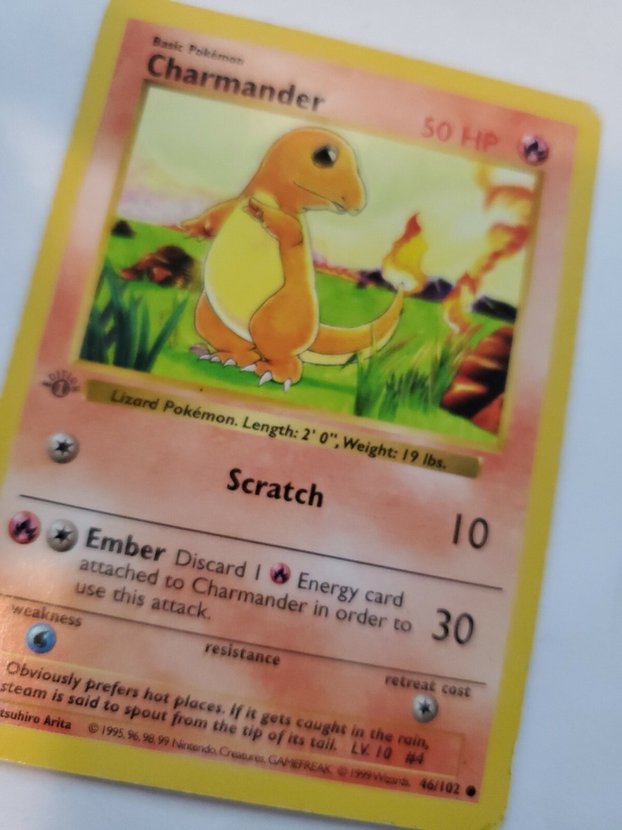 Charmander 1st Edition Grey Stamp Shadowless Base Set Pokemon Card