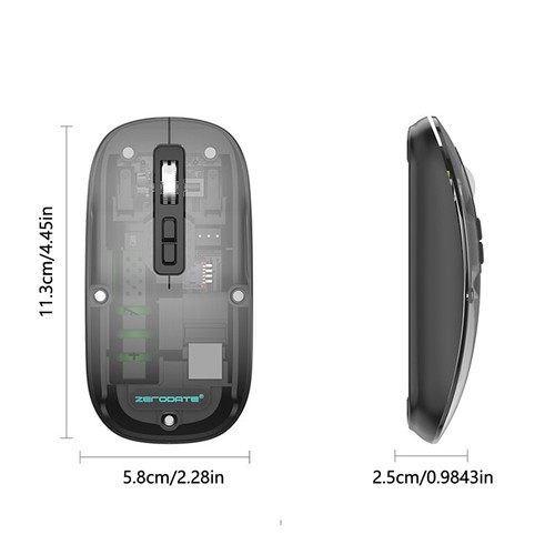 1 Pcs Transparent Wireless Mouse Bluetooth-compatible Rechargeable Mouse - Photo 3/9