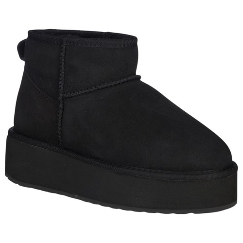 Emu Australia Stinger Micro Flatform Ultra Mini Sheepskin Boots Black