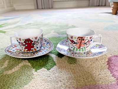 Rosenthal Flash James Rizzi Kaffeetassen - Set für zwei. Tassen und Untertassen