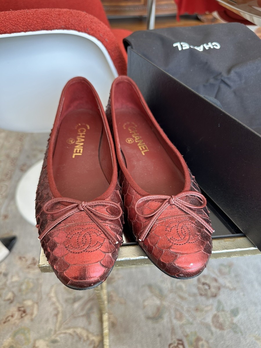 Chanel Red Flat Size 37.5 | eBay