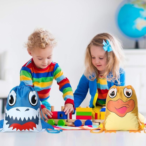 10 bolsas con cordón de animales para recuerdos de fiesta de niños, mochila con - Imagen 4 de 7
