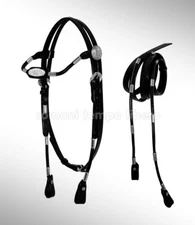 Western Bridle In Tubular Leather With Studs Complete With Reins