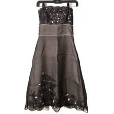 White House Black Market Strapless Floral Overlay Chiffon Dress