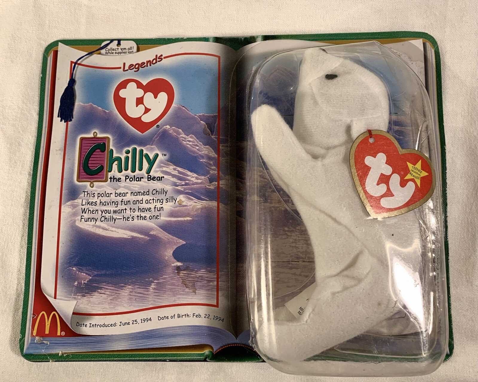 Beanie Baby Polar Bear - McDonald’s Xmas Chilly White Plush VNew In Package-image