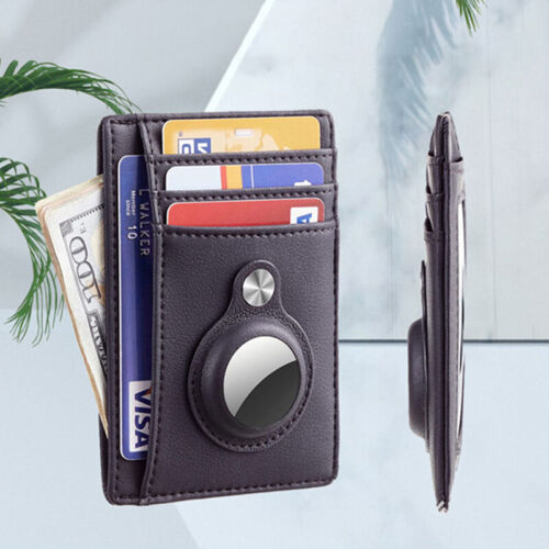 Airtag Wallet PU Leather Credit Card Money Holder AirTag Case Air Tag Cover N BH - Foto 1 di 9