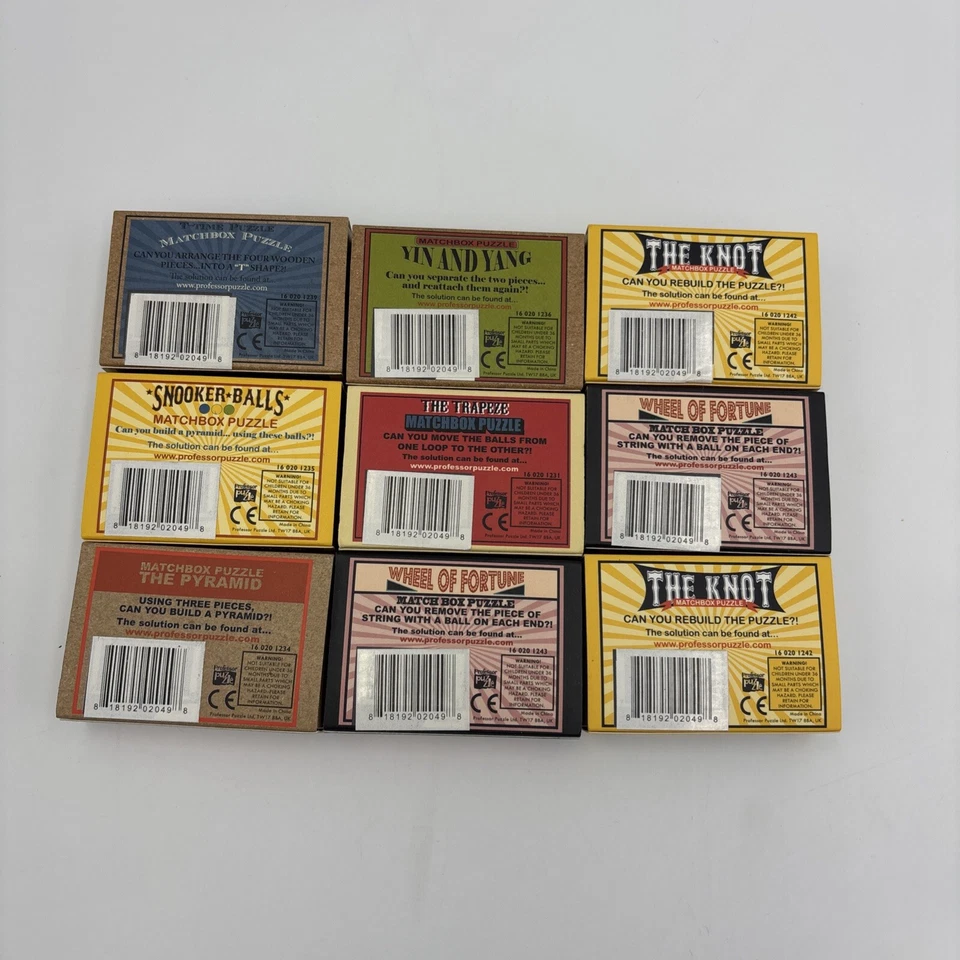 ¡Lote de 9 rompecabezas Matchbox de Professor Puzzle! ¡Nuevo! Foto 3 de 4