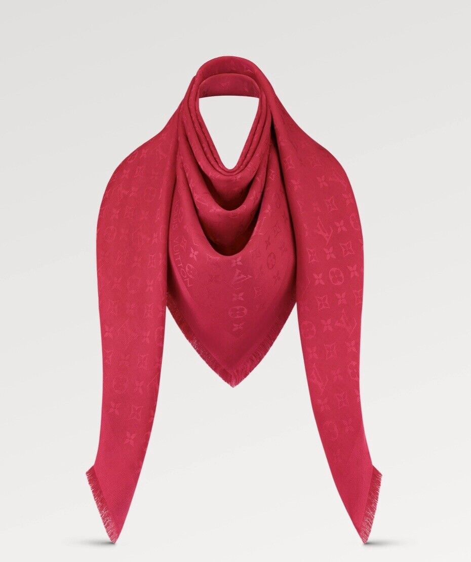 NEW LOUIS VUITTON LV Monogram Classic Shawl Scarf - Red NEW LOUIS VUITTON LV Monogram Classic Shawl Scarf - Red