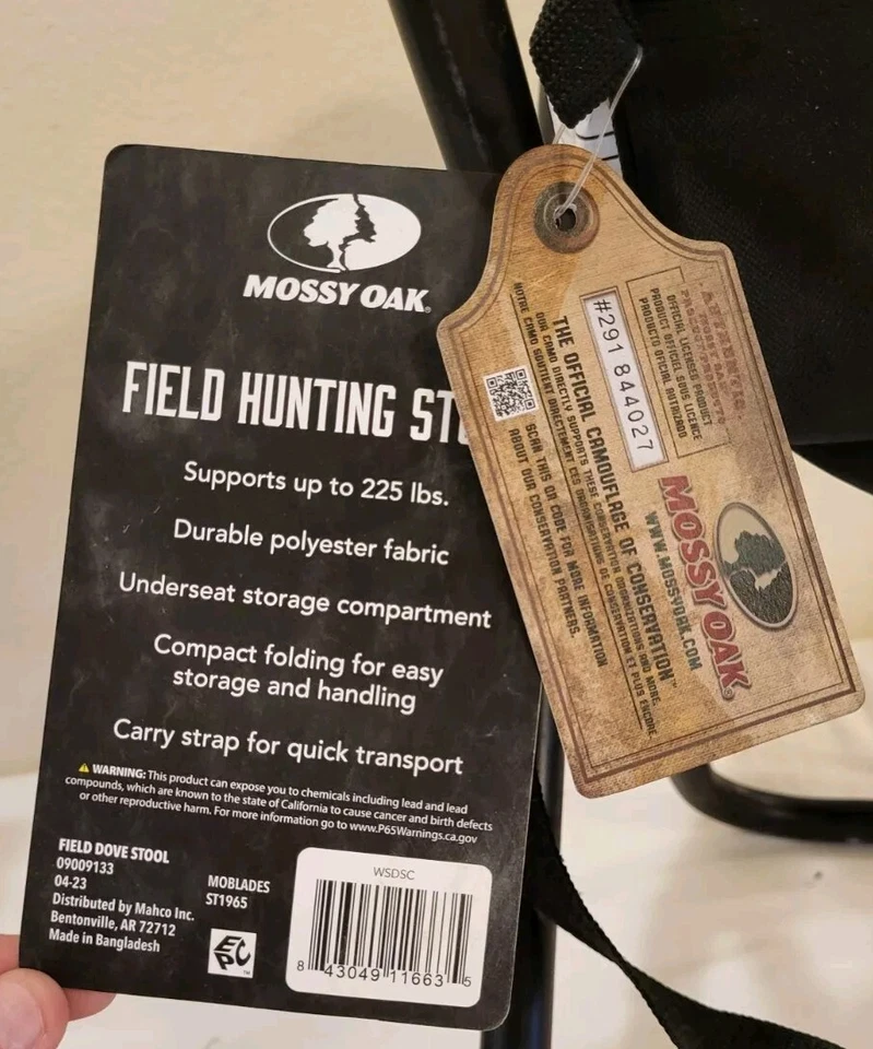 Mossy Oak • Field Hunting Stool w/Under Seat Storage & Strap • ×2 • New W/Tags! - Image 4 of 4