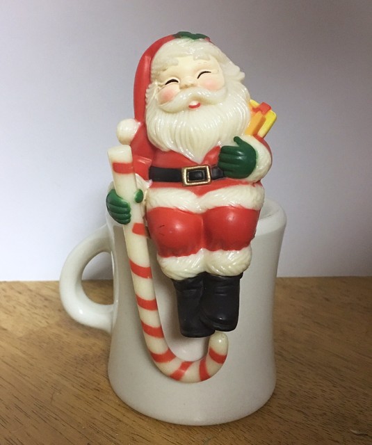 Vintage Sitting Santa Plastic Christmas Stocking Hanger Shelf