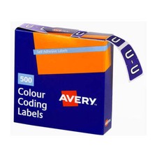 Avery Purple U Side Tab Colour Coding Label Premium Quality 500pk 25x38mm