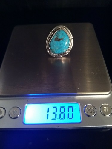 Anillo de plata esterlina turquesa Morceni firmado navajo talla 7,5 Albert Charley - Imagen 9 de 11