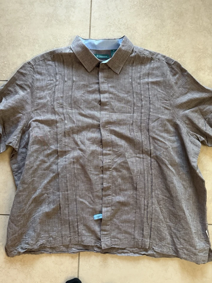 Camisa de vestir Cubavera tostada/marrón con botones para hombre 3XL Foto 2 de 3