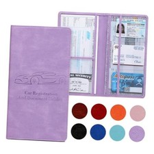 Car Registration and Insurance Card Holder for Women Men Glove Box Purple